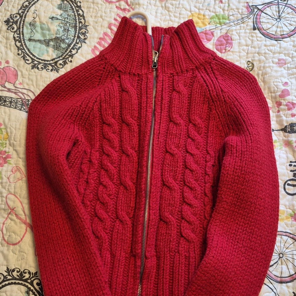 Abercrombie & Fitch Red Cable Knit Turtleneck Sweater